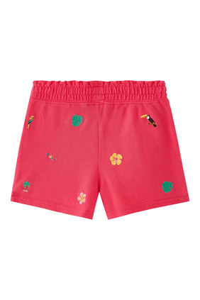 Kids Embroidered Cotton Shorts
